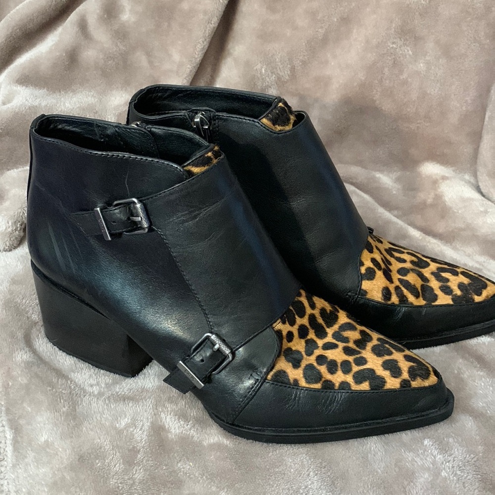 Circus by Sam Edelman Black Leopard Ankle Booties